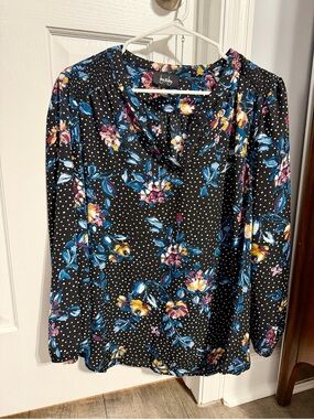 Floral Polka Dot V-Neck Blouse
